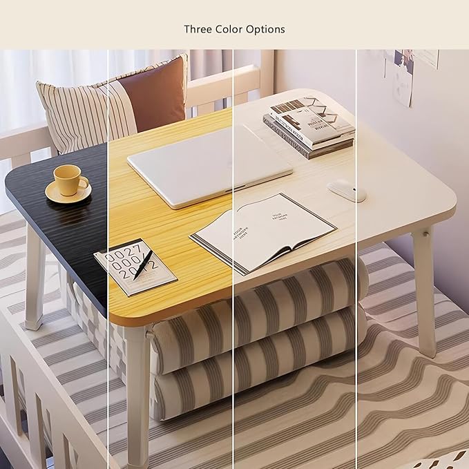 Folding Lap Desk for Bed, 23.6 Inch Portable Laptop Stand for Couch, Bed & Floor | Bed Tray Table for Eating, Writing, Reading | Foldable Sturdy Laptop Desk for Adults, Black