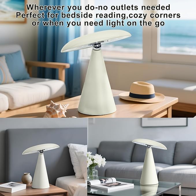 Elegant & Modern “Magnetic Cordless LED Table Lamp – Portable Touch-Dimmable Bedside Light for Bedroom, Living Room & Small Spaces (Cream)”