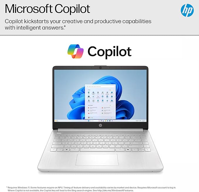 HP 14” Flagship Laptop 2025 AI-Powered Computer, Office Lifetime, Student Business, 4-Core Intel CPU, 16GB RAM 628GB Storage (128GB UFS+ 500GB Ext), Long Battery HubxcelAccessory Win 11 Pro Silver