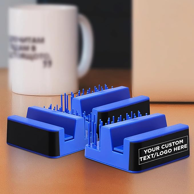 DISCOUNT PROMOS Custom Light Up Logo Phone Stands Set of 50, Personalized Bulk Pack - Essential Smartphone Accessory, Perfect for Office and Home - Blue