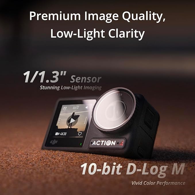 DJI Osmo Action 4 Essential Combo, 4K/120fps Waterproof Action Camera with a 1/1.3-Inch Sensor, Stunning Low-Light Imaging,10-bit & D-Log M Color Performance, Long-Lasting 160 Mins, Outdoor Camera