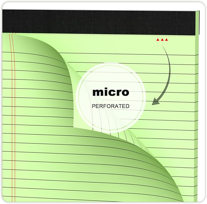 Colored Legal Pads 8.5 x 11 Note Pads, Wide Ruled Sturdy Back Writing Pads 30 Sheets/Pad, 20lb Colored Paper, Perforated Notepad with Sturdy Back (4 Pads)