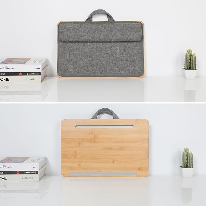 SUMISKY Portable Laptop Desk with Cushion and Phone Holder Bamboo Laptop Stand for Sofa Fits Up to 14 Inches