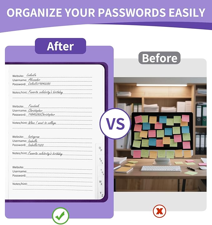 Password Book with Alphabetical Tabs, 5.4"x7.8"Password Keeper Book, 160 Pages/100GSM Hardcover Notebook, Password Organizer for Internet Website Address Login
