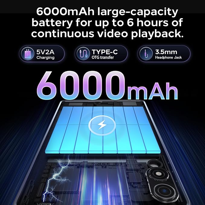 Android 15 Tablet 8.7 inch, Octa Core, 16GB RAM, 128GB ROM, 1TB Expandable, 8.7" HD IPS 1340x800, 5MP+8MP Camera, 5G WiFi+BT5.0+GPS, Type-C, with Headphone Jack, Leather Case Included