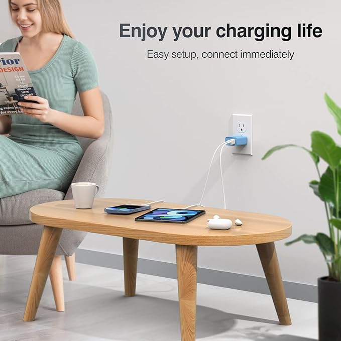 [20W/2Pack] Fast Charger Block, USB C Wall Charger, Charger Cube, Dual Port PD Fast Charging Block Brick Compatible for Watch Series 10 iPhone 16 17 Pro Max Airpod Brick Plug Power Adapter, Blue