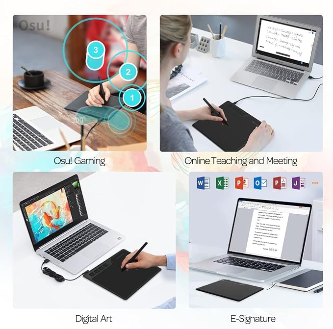 GAOMON S620 Drawing Tablet 6.5 x 4 Inch Graphics Tablet with 8192 Passive Pen 4 Customizable ExpressKeys for Digital Art, Painting, OSU Playing, Compatible with Windows PC, Mac