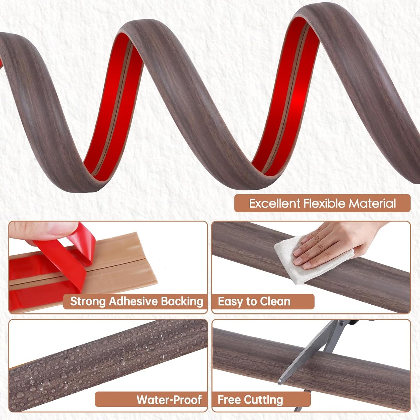 Floor Cord Cover for Wires on Floor Self Adhesive Cord Hider Floor Cable Management Wire Covers for Cords Protector Prevent Cable Trips Cord Cavity W 0.51" x H 0.31", Grayish Brown Wood, 3.3Ft