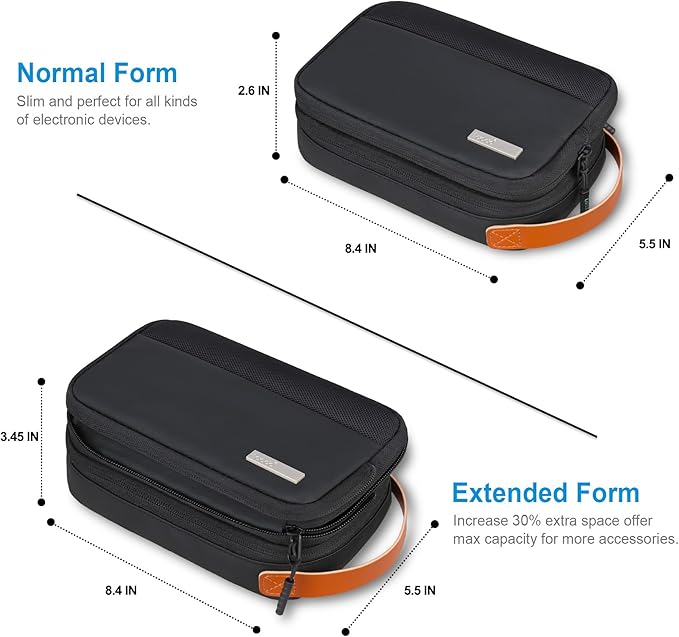 Lacdo Cord Organizer Travel, Electronics Organizer Travel Case, Cable Organizer Bag Case Storage for Cords, Chargers, Phone, Cables, SD Card, Usbs, Essentials, Black