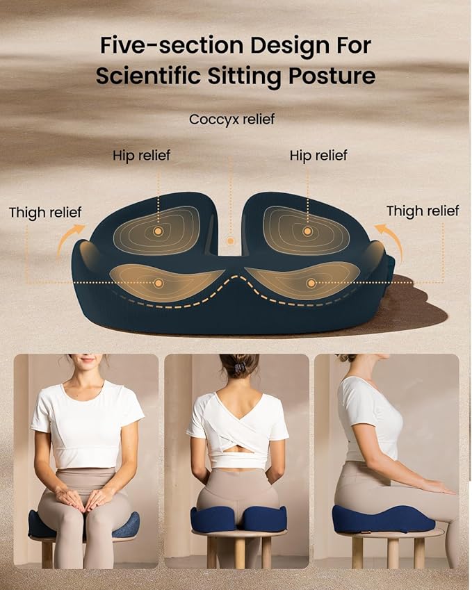 ProtoArc Seat Cushion, Office Chair Cushion for Sciatica, Coccyx Cushion, Ergonomic Memory Foam Seat Cushion for Car, Home, Pressure Relief Pad for Hip, Tailbone, All Day Comfort - Nayy