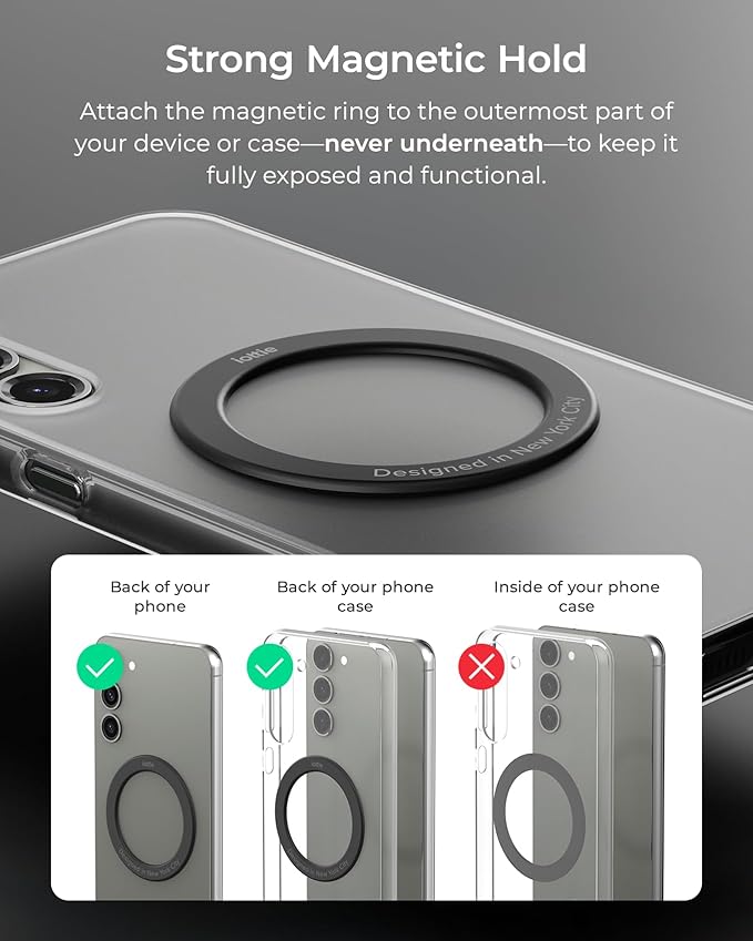iOttie Treker Travel Essentials Magnetic Airplane Phone Holder with 360° Rotation Swivel Head and Magnetic Ring Adapter for Universal Compatibility with MagSafe, Qi2, iPhone, and Android Smartphones