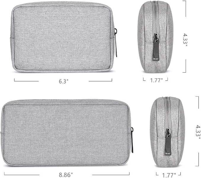 Universal Electronics/Accessories Soft Carrying Case Bag, Durable & Light-weight,Suitable for Out-going, Business, Travel and Cosmetics Kit (Small+Big-Gray)