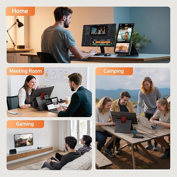 23.8" Portable Monitor 1080P FHD 100Hz, IPS Laptop Screen Extender with 120% sRGB, 90° Rotatable & Height Adjustable Stand, USB-C/HDMI Plug & Play, Travel Monitor for Mac, Phone, Switch, Xbox, PS5