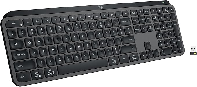 Logitech MX Keys S Wireless Keyboard, Low Profile, Fluid Precise Quiet Typing, Programmable Keys, Backlighting, Bluetooth, USB C Rechargeable, for Windows PC, Linux, Chrome, Mac - Graphite