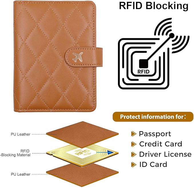 Melsbrinna Premium Leather Passport Holder Covers Case, Waterproof Rfid Blocking Travel Wallet Passport Holder with Pen Holder, Cute Passport Book for Women/Men