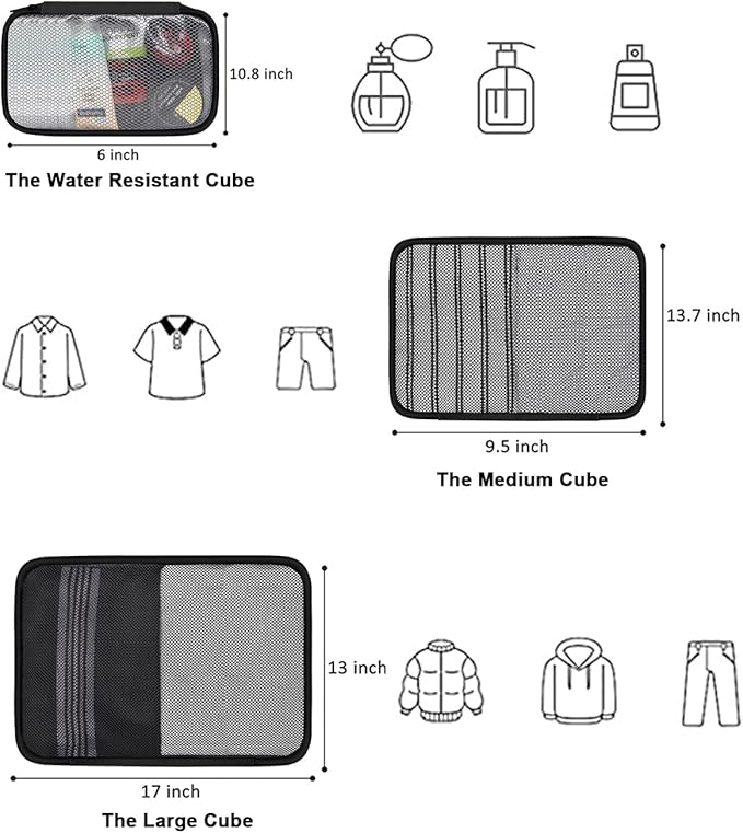 Vancropak Carry on Backpack, Flight Approved 40L Travel Backpack with 3 Packing Cubes for Men Women, Water Resistant Expandable Business Luggage Daypack Suitcase Travel Bag, Traveling Gifts, Black