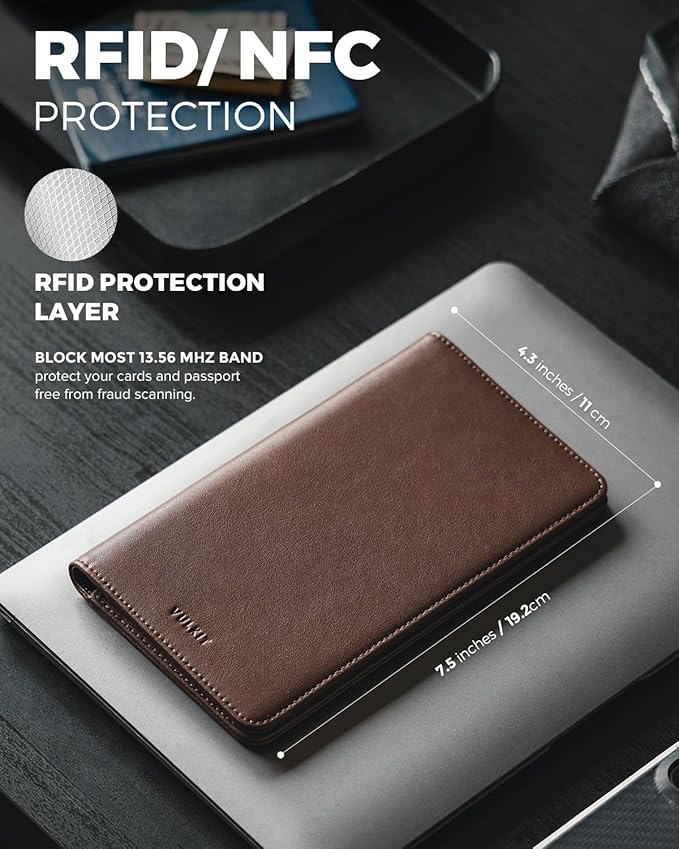 VULKIT Passport Holder Wallet RFID Blocking Travel Wallet for Men & Women