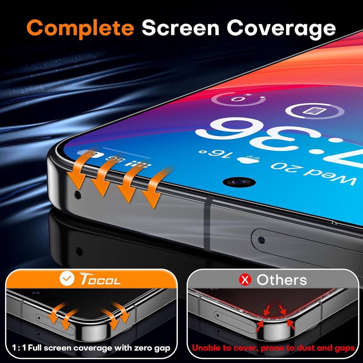 TOCOL for Google Pixel 10 Pro XL Screen Protector 6.7 9H Hardness Military Grade Shatterproof HD Tempered Glass for Full Coverage Easy Installation 2 Pack