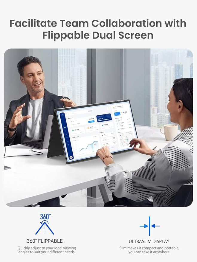 QLED Portable Dual Monitor 23.8" 100Hz FHD 1080P Stacked Monitor – 125% sRGB Dual Vertical Displays for Coding/Gaming/Trading, USB-C HDMI Laptop Screen Extender