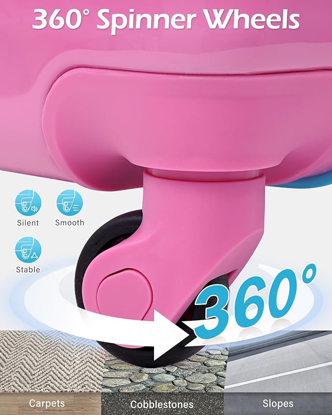 LONG VACATION Carry On Luggage Sets 3 Piece 20 Inch Suitcase Set, ABS+PC Hardshell Lightweight Travel Luggage with Spinner Wheels & YKK Zipper TSA Lock (Blue and Pink, 20 INCH)