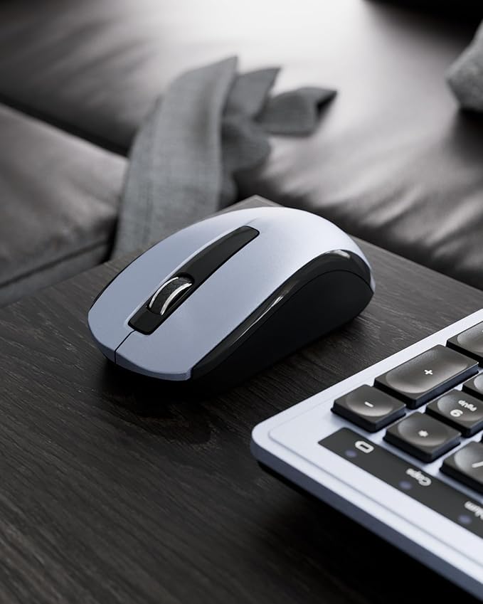 Wireless Keyboard Mouse Combo - 2.4Ghz Office Quiet Keyboard and Mouse Wireless - 104 Keys Full Size Ergonomic Keyboard for Laptop, Computer, PC, Notebook (Full Size Blue Purple Black)