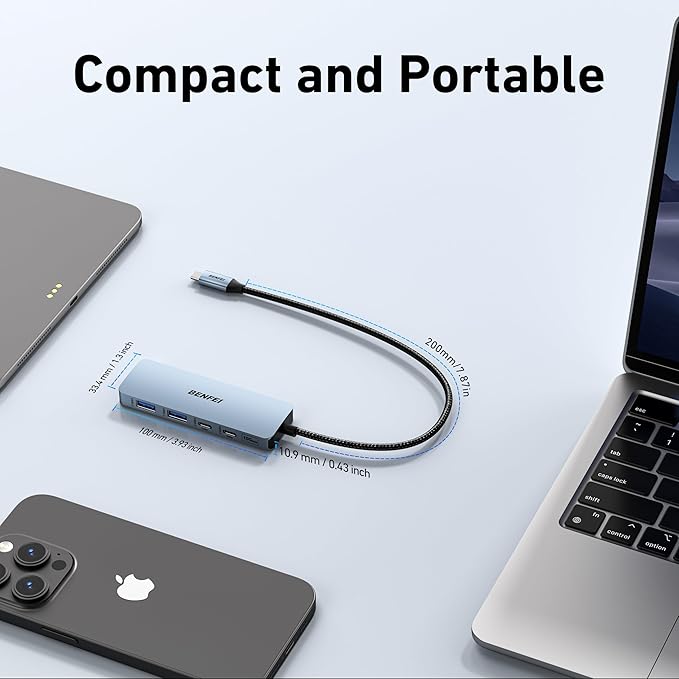 BENFEI USB C Hub 10Gbps, 4 Ports USB 3.2 Adapter with 2*USB-C and 2*USB-A 3.2 Ports Compatible for MacBook Pro/Air M2 M1, iPad, Dell, HP, Samsung(Not Support Monitor)
