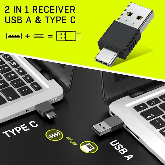 2 in 1 USB Type C Presentation Clicker Air Mouse with Red Light Pointer, Wireless Presenter for PowerPoint Presentation PPT Clicker, 2.4GHz Presenter Remote Slide Advancer for MacBook/Computer/Laptop