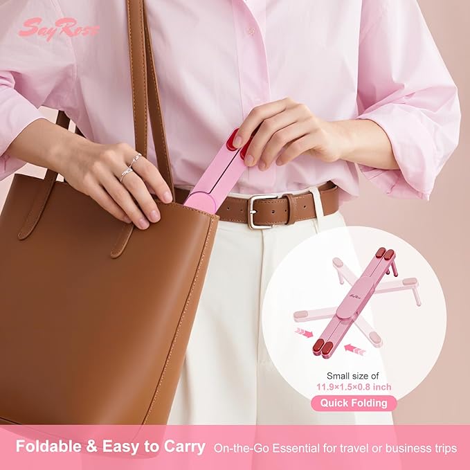 SayRose Portable Laptop Stand for Desk, Aluminum Ergonomic Computer Stand Foldable Compact Laptop Riser for Gaming, Travel, Desk Accessories Gifts for Women