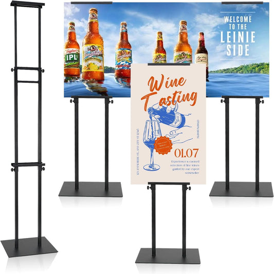 Poster Stand for Display, Adjustable Sign Holder Stand with Heavy Duty Pedestal, Stand Up Banner Sign for Floor, Height Up to 80 inch, Double-Sided Signage with Non-Slip Mat (4 Pack)