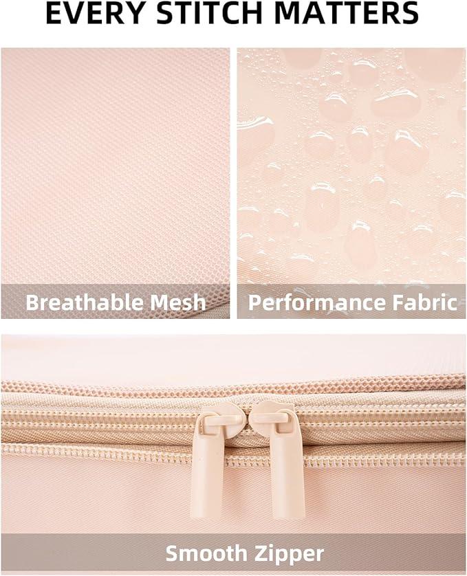 6 Set Compression Packing Cubes for Travel, Large Medium Small Luggage Organizers (Mist Khaki)