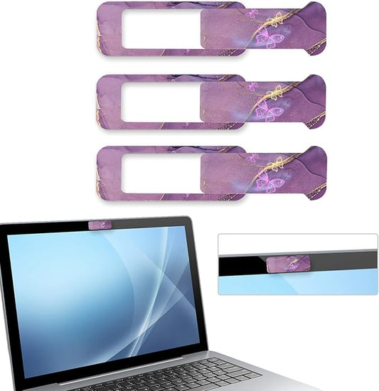 Webcam Cover, 3 Pieces, Laptop Camera Cover, Privacy Shielding Capacity is Twice as Big as The Traditional, Suitable for Computer Mobile Phones, laptops, Tablets and so on (Purple Marble)