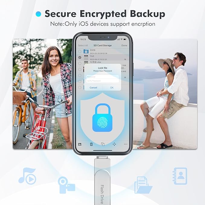 Apple MFi Certified Flash Drive 512GB, Photo Stick for iPhone Memory Stick for Photo/Video Backup Stick, High-Speed USB Thumb Drive for iPhone Storage Compatible for iPhone/iPad/Android/PC (Silver)