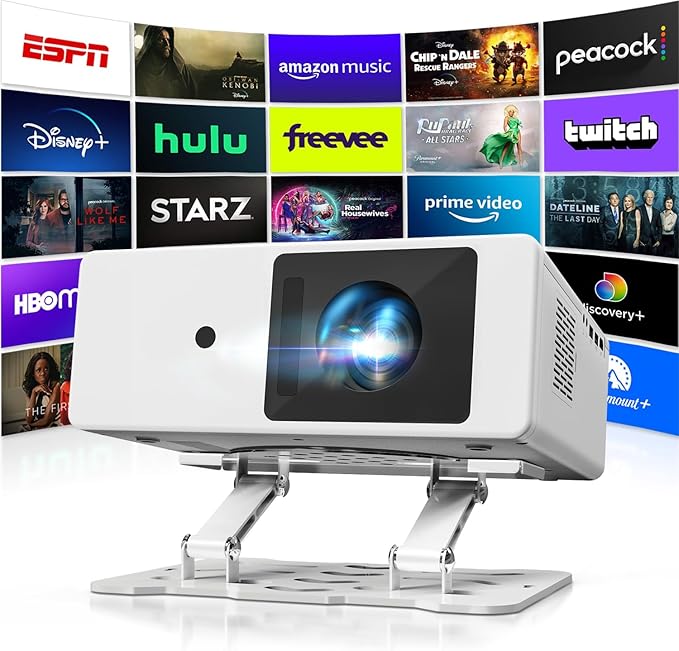 [Licensed and Autofocus]4K Smart Projector,Projector with WiFi and Bluetooth, 1200 ANSI lumens, Autofocus，Dolby Audio,Portable Smart Projector,Outdoor Projectors HDR10+