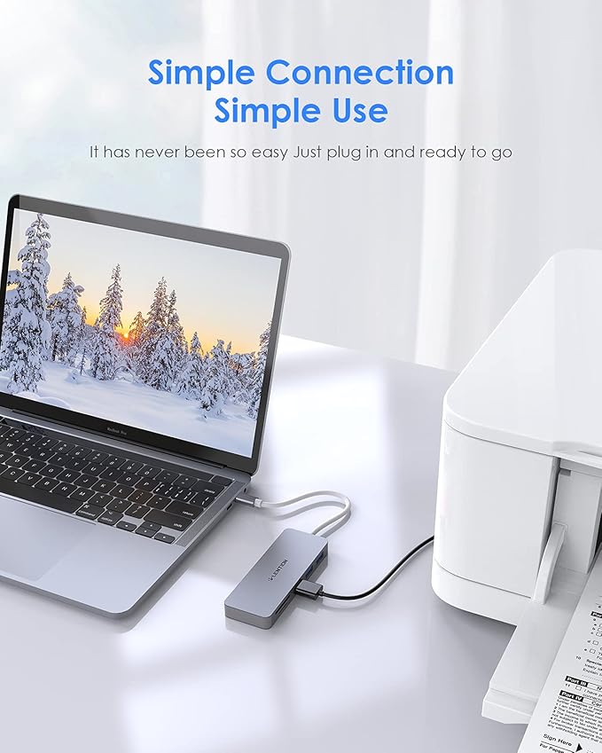 LENTION USB C Hub, 5-in-1 USBC Multiport Adapter with 3 x Powered USB 3.0 Ports 5Gbps, SD/TF Card Reader, for MacBook Pro/Air, iPad, Surface, iPhone 15 & More, Stable Driver 3.0, Space Gray (CB-C15)