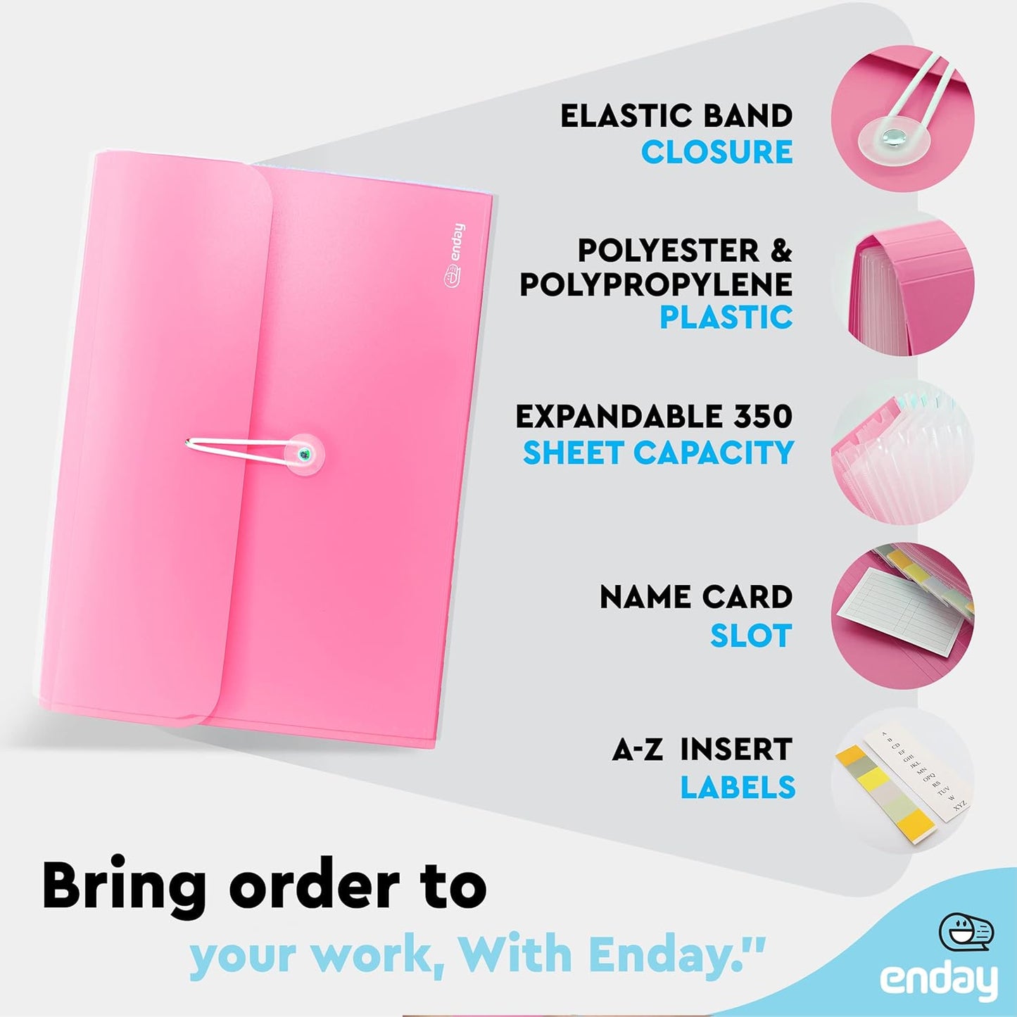 Accordion File Organizer, 13 Pocket Expanding File & Cover Folder with Labels, Plastic Portable Desktop Supplies Letter A4 Paper in Purple, Pink, Red, Multicolor, (3 Pack) – by Enday