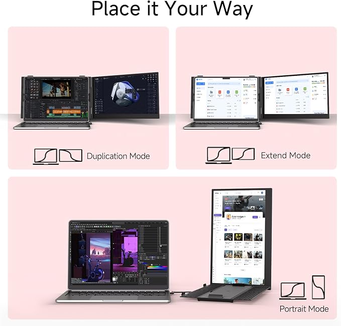 Laptop Screen Extender, 14" Lightweight & Ultra-Thin 1080P IPS Portable Laptop Monitor, Dual Monitor Extender for Remote Work/Business Travel/Home Office, Compatible with Windows/Mac/Chrome