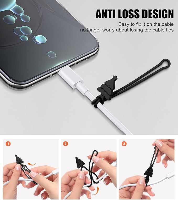 Nearockle 24Pcs Silicone Cable Ties Cord Organizer, 4.5" Reusable Cord Ties for Bundling Electrical Wire in Home, Office, School, Cute Cable Organizer Travel Essentials (Multicolor)