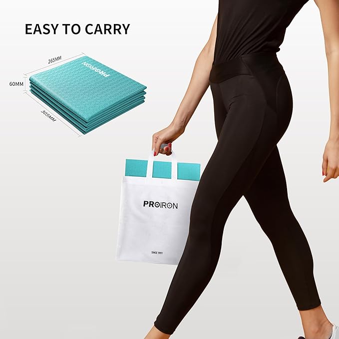 PROIRON Foldable Yoga Mat 0.24"/0.16" for Home Workout & Travel, Non Slip Travel Yoga Mats with Carry Bag, Packable Yoga Mat for Home Gym, Pilates, Fitness,Stretching