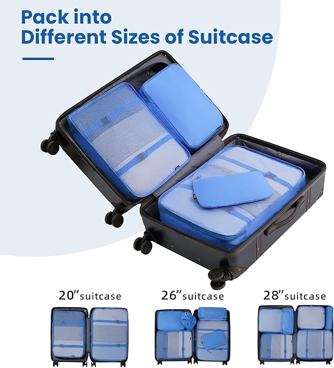 BAGAIL 6 Set/8 Set/10 Set Packing Cubes Various Sizes Packing Organizer for Travel Accessories Luggage Carry On Suitcase