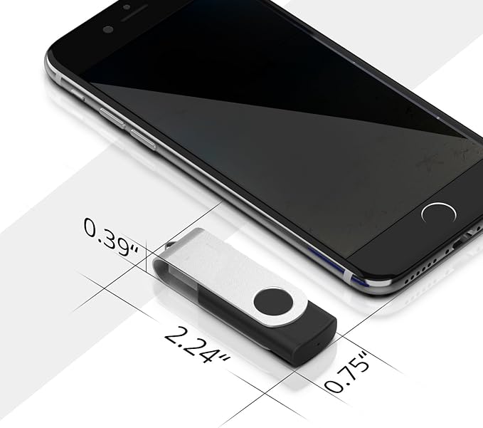 MOSDART No Logo USB2.0 4GB Flash Drive, Swivel Design with LED Indicator, Keychain Loop, FAT32 Memory Stick for Data Storage, Black(Pack of 10)