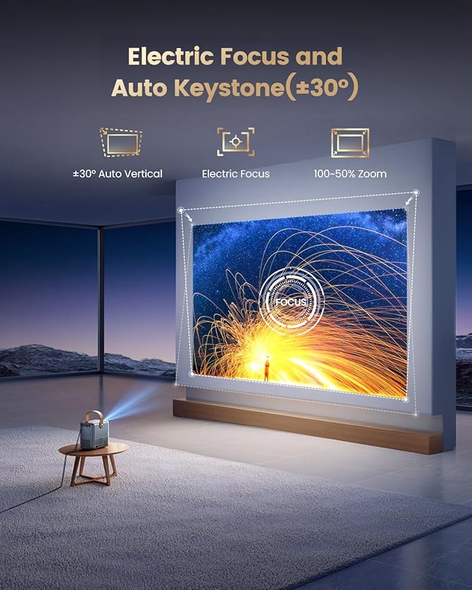 [Netflix-Licensed & Portable]Smart Mini Projector with WiFi and Bluetooth, 4K Supported,Dolby Audio,Auto Keystone & Electric Focus Outdoor Movie Projectors,WiMiUS Native 1080P HD Proyector