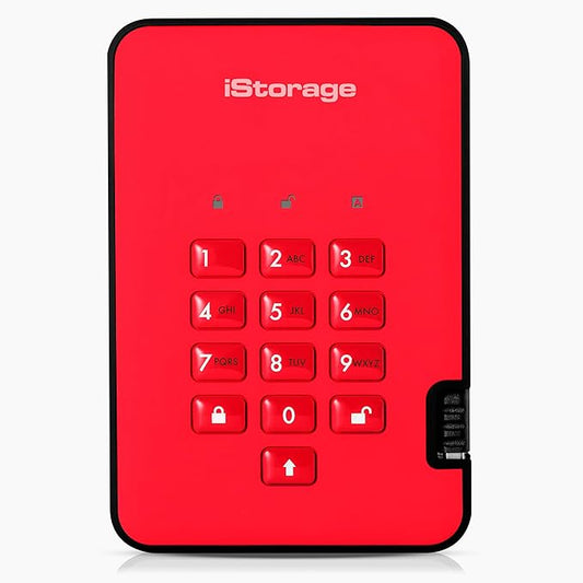 iStorage diskAshur2 SSD 256GB Red| Secure portable solid state drive | Password protected | Dust & water resistant | Hardware Encryption