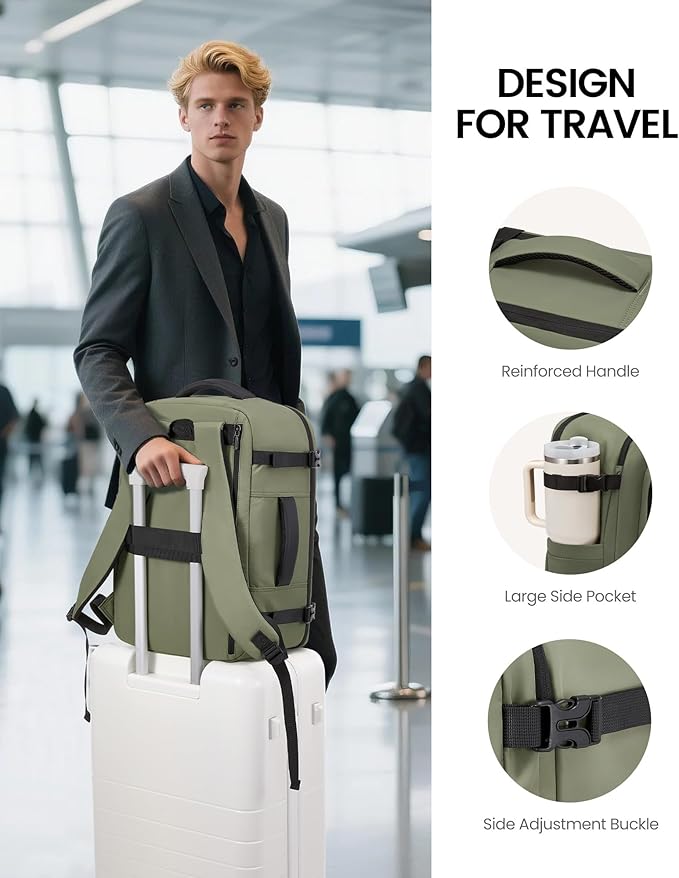 LOVEVOOK Travel Backpack for Women Men with Garment Bag, 50L Carry on Backpack as TSA Personal Item Flight Approved, Luggage Daypack Fits 17.3" Laptop, Overnight Business Weekender Travel Essential