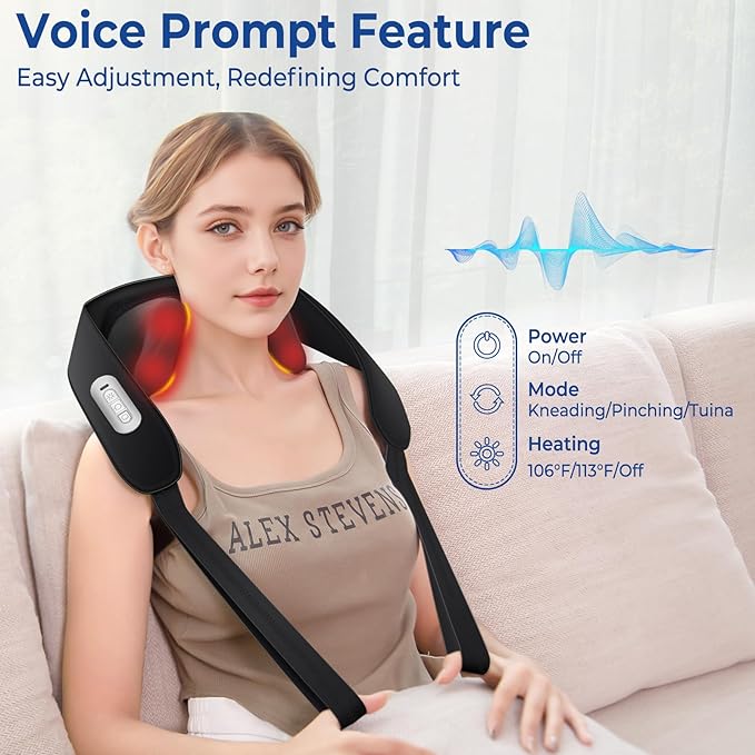 KingPavonini Width Adjustable Neck Massager with 5 Heat Zone, Wireless 6D Shiatsu Shoulder Massager for Pain Relief Deep Tissue, Massager for Neck and Shoulder Pain, Gifts for Men Women Dad Mom