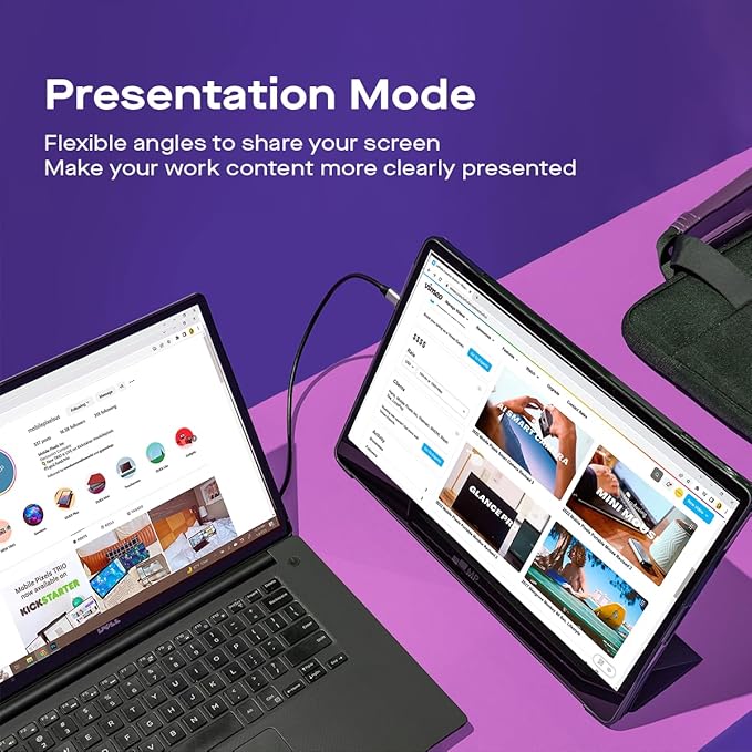 MP Mobile Pixels New Glance Plus 15.6'' OLED Portable Monitor, 1MS 100000:1 Laptop Screen Extender with Dual Speakers, Plug & Play, Windows/macOS/Switch/Android, Included Protective Cover Waterproof