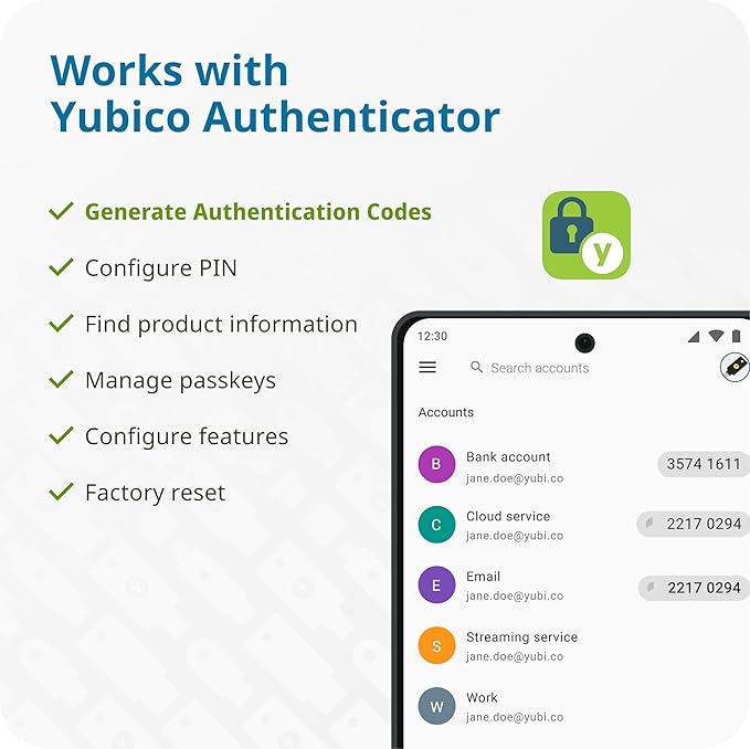 Yubico - YubiKey 5 NFC - Two-Factor authentication (2FA) Security Key, Connect via USB-A or NFC, FIDO Certified - Protect Your Online Accounts
