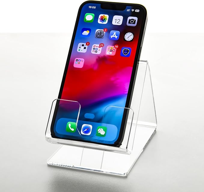 Acrylic Cell Phone Stand, Portable Clear Phone Stand for Desk, Compatible with iPhone 17 16 15 14 13 Pro Max Mini 12 11 Plus SE, Switch, Android Smartphone, Pad, Tablet, Desk Accessories
