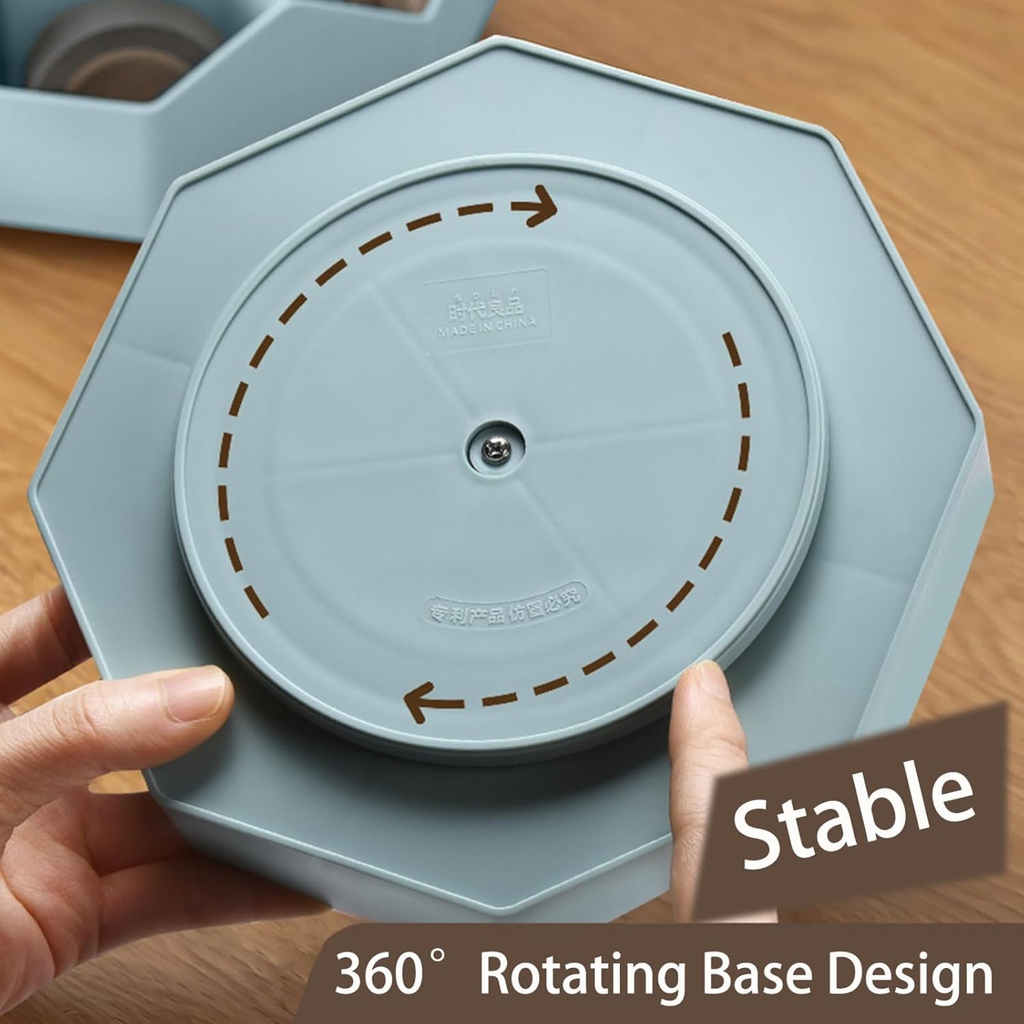 Pencil Pen Holder for Desk, 9 Slots 360 Degree Rotating Desk Organizer, Cute Pen Organizers Stationery Supplies for Office Home & Art Supply (Blue)