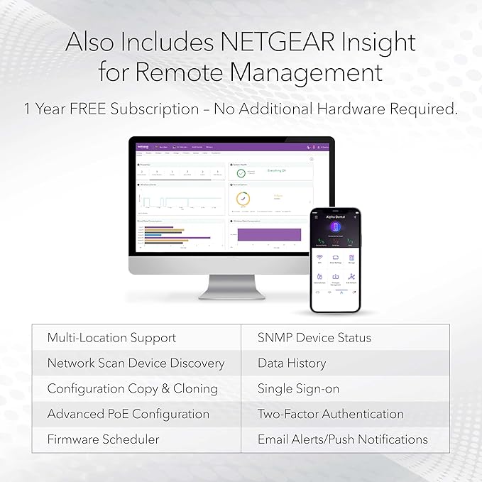 NETGEAR 26-Port PoE Gigabit Ethernet Smart Switch (GS724TP) - Managed, 24 x 1G, 24 x PoE+ @ 190W, 2 x 1G SFP, Optional Insight Cloud Management, Desktop or Rackmount, and Limited Lifetime Protection