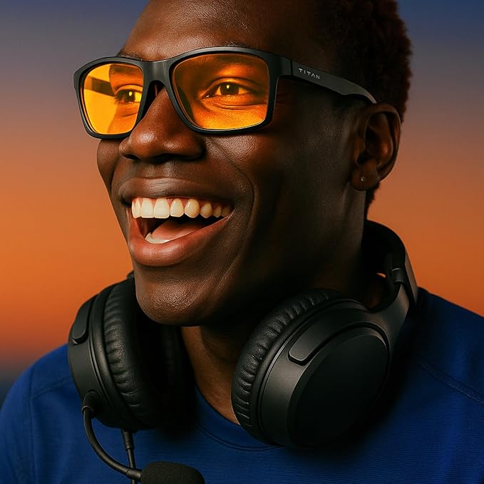 Titan Gaming Glasses, Anti Blue Light Glasses Men, UV400 Protection Blue Light Blocking Glasses for Computer Eye Strain